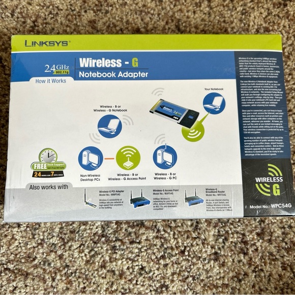 Cisco Linksys WPC54G Wireless-G Notebook Adapter CardBus Adaptor Card Laptop PC - Picture 2 of 7